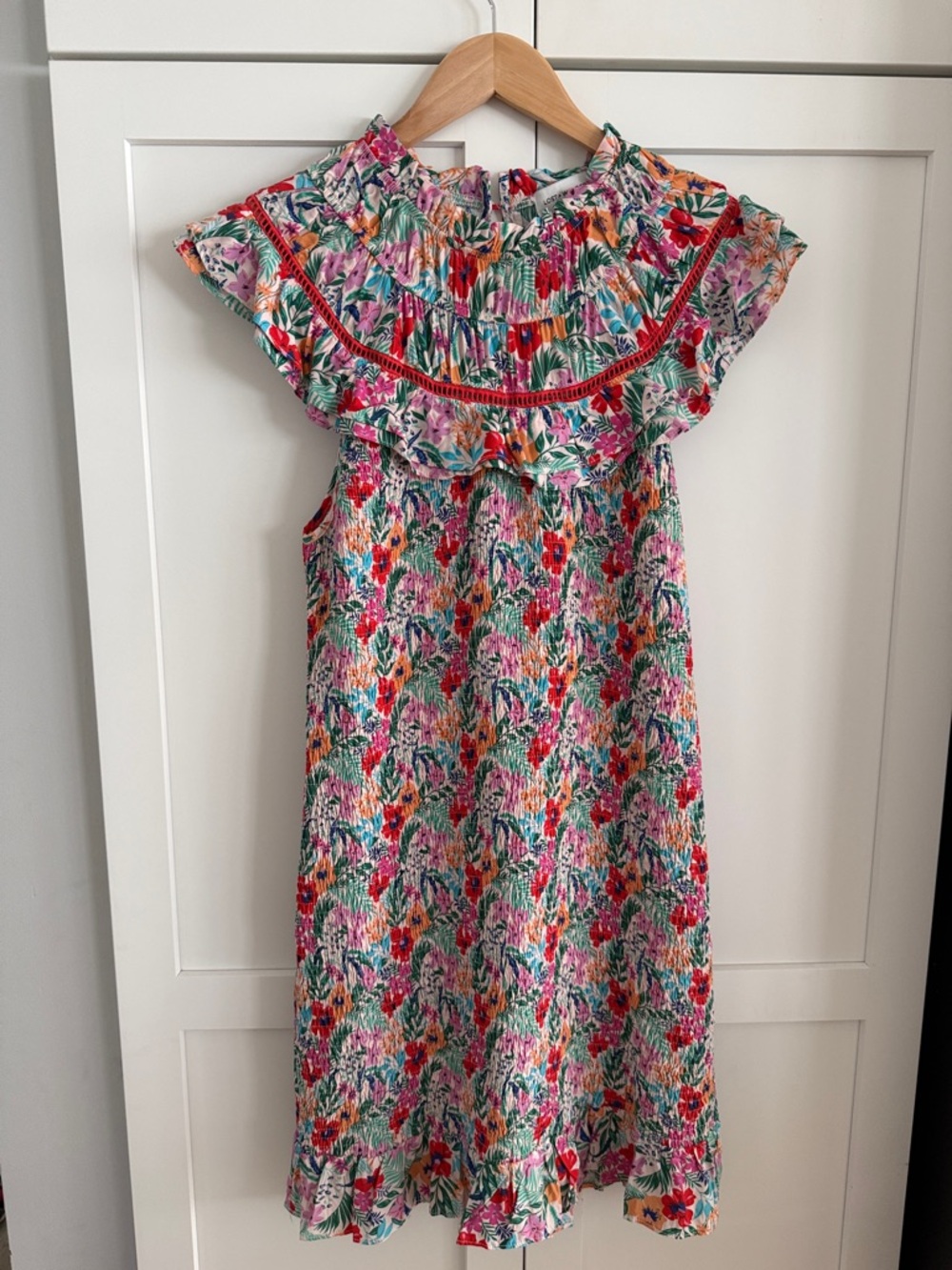 Multi Color Floral Ruffle Dress - Casual Sundress